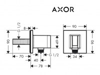 SOPORTE DUCHA con TOMA de AGUA SQUARE AXOR